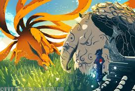 Naruto Ninetails Vs Shukaku Naruto Anime Art