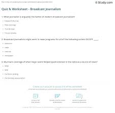 Find answers to frequently asked questions about using the journals feature on my healthevet. Quiz Worksheet Broadcast Journalism Study Com