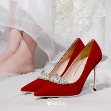 Maybe you would like to learn more about one of these? Chic Belle Rouge Mariage Faux Diamant Chaussure De Mariee 2021 10 Cm Talons Aiguilles A Bout