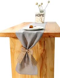 Decorate dining room buffet table. Woowland Gray Burlap Table Runner 12 X 108 Inch With Bow Ties For Rustic Farmhouse Table Runner Cover Runner Wedding Bridal Shower Party Decoration Buffet Dinner Kitchen Christmas Table Decoration Buy Online
