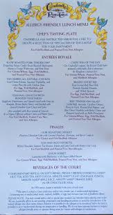 Cinderella S Royal Table Allergy Friendly Lunch Menu Cinderella Royal Table Royal Table Allergy Friendly