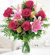 Rose And Lily Hand Tied Free Chocs Next Day Delivery Flower Delivery Rose And Lily Bouquet Birthday Flower Delivery