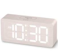 Wooden Digital Alarm Clocks for Bedrooms Dimmable Dual Alarm Clock with  Large...