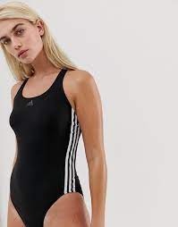 Adidas Athly 3 Stripes Swimsuit Athlokinisi Adidas Swimwear Sportswear Women Striped Swimsuit