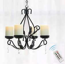 Amazon Com Giveu 3 In 1 Lighting Chandelier With 4pcs Battery Operated Led Candle With Remote Table Centerpiece For Indoor Or Outdoor Gazebo Patio Decoration Black Home Kitchen