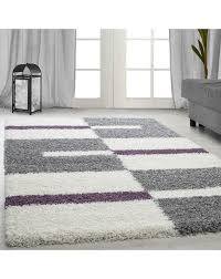 Auf wunsch nach maß gefertigt ✓ jetzt das riesige sortiment an teppichen in lila & violett entdecken ⇒. Hochflor Langflor Wohnzimmer Shaggy Teppich Florhohe 3cm Grau Weiss Lila Grosse 60x110 Cm
