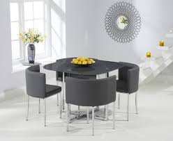 spacesaver grey glass dining table and