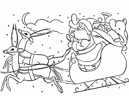 Get out the markers and get kids in the holiday spirit wi. Download Santa Riding On A Sleigh Pulled By Reindeer And Friends Coloring Home