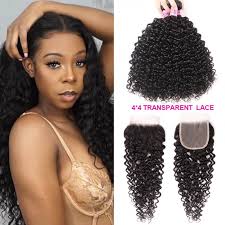 Unice Hair Icenu Series Brazilian Virgin Hair 3 Bundles With Transparent 4 4 Lace Closure 100 Human Hair Extensions Curly Hair