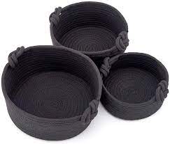 Then i saw a circular version of this idea and realised i could make my own! Buy Ezoware Set Of 3 Nursery Woven Basket Cotton Rope Knit Storage Organizer Bins For Storing Kids Baby Closets Toys Small Items Black Online In Turkey B07gl75h1g