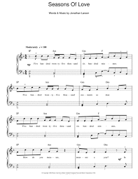 Seasons Of Love From Rent By Jonathan Larson Jonathan Larson Digital Sheet Music For Download Print Hx 144055 Sheet Music Plus