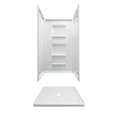 Houseables shower niche, insert storage shelf, 12x20 inch, installation size: Lyons Linear 32 W X 32 D X 76 H White Shower With Center Drain 4 Piece At Menards