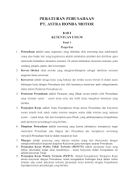 Contoh surat teguran untuk karyawan swasta. Peraturan Perusahaan Pt Astra Honda Motor Bab I Ketentuan Umum