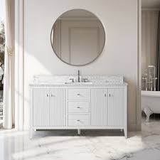 Vanity Art 60" Single Sink Bathroom Vanity Cabinet with Engineered Marble  Countertop