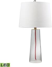 Clear Glass Led Table Lamp With Red Cord