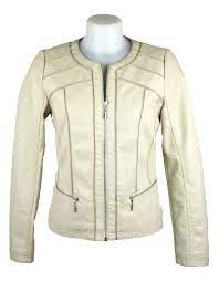 Escandelle Paris Round Neck Faux Leather Beige Jacket Fashion Fix Online Beige Jacket Jackets Leather Jacket