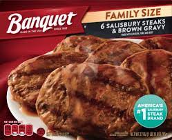 Melt 1.5 tbsp / 25g butter in a skillet over medium heat, add 1 tbsp very finely chopped eschallots/shallots (the small purple onions) and sauté gently for 1 minute. Banquet Salisbury Steaks Brown Gravy Frozen Family Meal 6 Ct 27 Oz Smith S Food And Drug