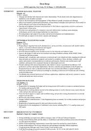 Telecom Manager Resume Samples Velvet Jobs