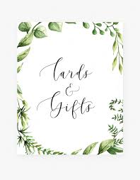 As she opens the gifts, everyone marks off the coordinating spaces on their cards. Greenery Party Decor Printable Cards And Gifts Table Free Printable Baby Shower Sign Hd Png Download Transparent Png Image Pngitem