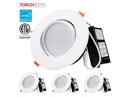 Torchstar 13 5w 6 Inch Gimbal Led Recessed Light With Junction Box Air Tight Cri90 3000k Dimmable Directional Ceiling Light 800lm Etl Energy Star Ja8 T24 Listed 5 Year Warranty Pack Of 4
