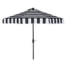 Black And White Outdoor Umbrella With Lights Safavieh Pat8003a Outdoor Collection Elsa Fashion Line Auto Tilt Umbrella 9 Black White Outdoor Patio Umbrellas Patio Umbrellas Patio Umbrella