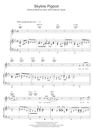 Skyline Pigeon Sheet Music Elton John Piano Vocal Guitar