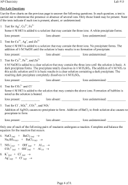 Lab 13 Qualitative Analysis Of Cations And Anions Pdf