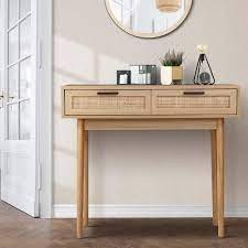 Artisans painstakingly cut and fit the reeds in place to create this artful arrangement in the plant's warm hues. Artiss Rattan Console Table Drawer Storage Hallway Tables Drawers 9355720014334 Ebay