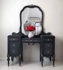 Black Painted Vintage Dressing Table Vanity Make Up Table Painted Furniture Affiliate Tocadores De Epoca Ideas De Muebles Pintados Decoracion Diy
