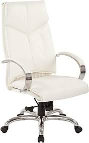 Office Star Deluxe High Back Executive Leather Chair With Chrome Base And Padded Loop Arms White In 2020 Office Star High Back Chairs Leather Chair