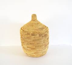 Handmade Moroccan Lidded Vintage Berber Basket Panier Marocain Couvercle Panier