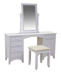 Wooden white corner 5 drawers dressing table with stool and mirror set for bedroom. Chelsea White Dressing Table Stool