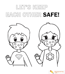 Kids coloring face mask wash and color again and again! Covid 19 Wearing Mask Coloring Page 01 Free Covid Wearing Mask Coloring Page