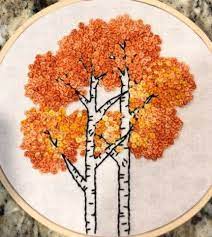 Check out our birch tree patterns selection for the very best in unique or custom, handmade pieces from our shops. Autumn Birch Trees Hoop Embroidery Pic Share Crewel Embroidery Kits Hand Embroidery Stitches Embroidery Art