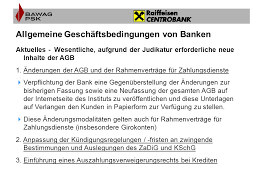 Die banken stützten sich hierbei auf agb, die die zustimmung der verbraucherinnen und verbraucher auch zu vertragsänderungen und preiserhöhungen in beliebigem umfang fingieren könnten. Bankvertragsrecht Ii Teil Ii Agb Bankgeheimnis Datenschutz Geldwasche Compliance Sommersemester Ppt Herunterladen