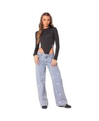 Women's Lucille low rise satin bow jeans