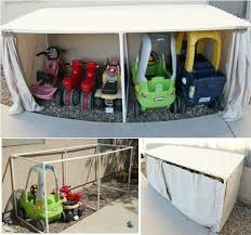 Kids Parking Garage Oh Be Still My Heart What A Brilliant Way To Hide All The Stuff At The End Of Th Outdoor Toys For Kids Outdoor Toy Storage Kids Garage