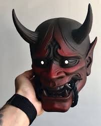 Handmade Japanese Mask V Instagram Darkest Red Hannya All Questions About Orderning In Dm I Don T Answer In Japanese Oni Mask Japanese Mask Oni Mask