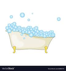 Cartoon bathtub with foam and bubble isolated Vector Image