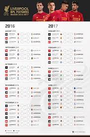 We'll be updating the fixtures list of lfc as the european fixtures is confirm by uefa during the season. Liverpool Fc Premier League Fixtures 16 17 Poster Imgur