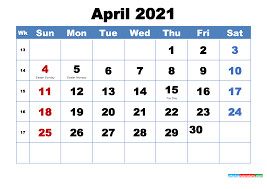 Create your own monthly calendar with holidays and events. Printable April 2021 Calendar With Holidays Free Printable 2021 Monthly Calendar With Holidays
