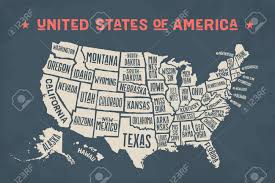 Você não precisa mais de lápis de cor! Cartel Del Mapa De Los Estados Unidos De America Con Los Nombres De Estado Mapa Imprimir En Blanco Y Negro De Los Ee Uu Para La Camiseta Poster O Temas Geograficos Dibujados A