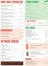 The Chop Shop Menu Features And Award Winning Seasonally Crafted Selection With A Focus On Healthy Eating Fres Bacon On The Grill Bacon Wrapped Meatloaf Menu