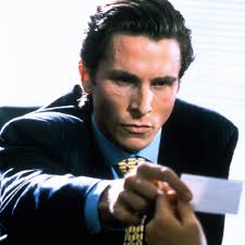 There's a swoosh every time the business card comes out because there is this element of classic masculine ritualized aggression. American Psycho Business Card Scene Actresses Reading