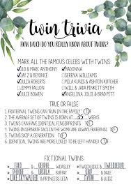 Twin Baby Shower Game Twin Trivia Questions Instant Download From The North Twin Girls Baby Shower Twins Baby Shower Invitations Twin Boys Baby Shower