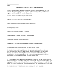 Read the following scenarios carefully. Operant Conditioning Worksheet