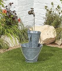 I have the same type as far as the spigot itself is concerned, but mine is held into the buckets with a large grommet. H64cm Floating Tap Zinc Water Feature With Lights 79 99
