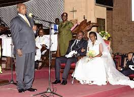 Uganda president yoweri museveni (far left) meets with aliaune damala badara thiam, alias akon, and his wife rozina negusei alongside members of their team, in rwakitura, uganda, 2 april, 2021. Wedding Museveni Hands Over Daughter Georgina To Policeman Matooke Republic
