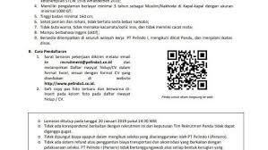Kami tidak pernah meminta imbalan atau biaya dalam bentuk apapun terhadap rekrutmen disitus ini apabila ada pihak yang mengatasnamakan kami atau perusahaan. Lowongan Kerja Di Pelindo 2019