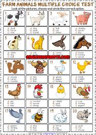 Why do some tigers have white coats? Farm Animals Esl Printable Multiple Choice Test For Kids